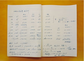 市場への出荷量が詳細に記録されている、鉄男さん自筆のノート